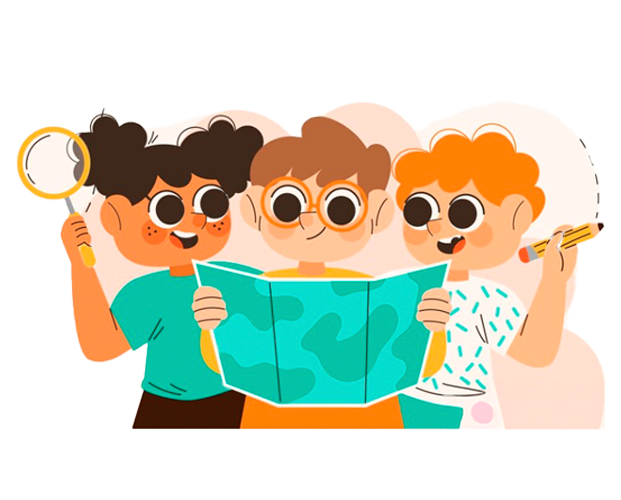 Ilustración niños mapa